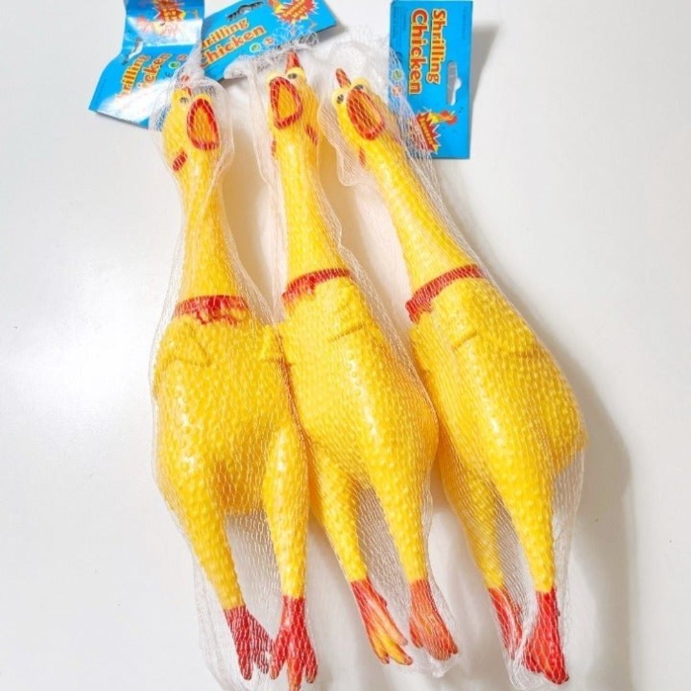 Lot of 2 Rubber Screaming Chickens